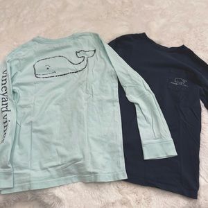 VINEYARD VINES boys L/S tees. Navy and mint EUC.  Almost never worn! SIZE SMALL